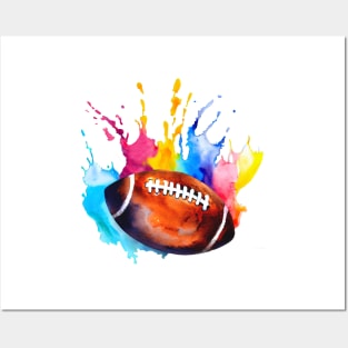 American Football Rugby Ball Watercolor Posters and Art